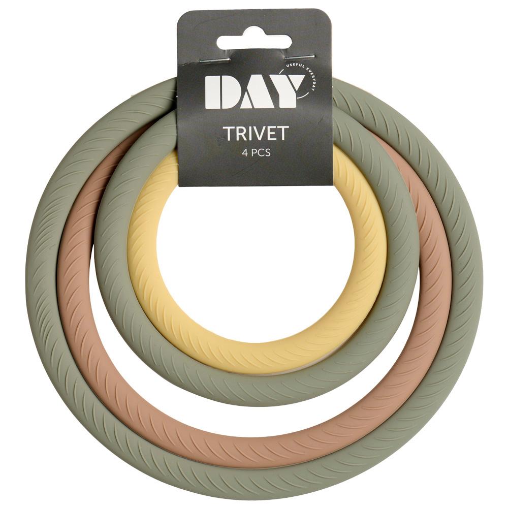 Day Juego de 4 Salvamanteles de Silicona - 10 cm, 13 cm, 16 cm, 18.5 cm