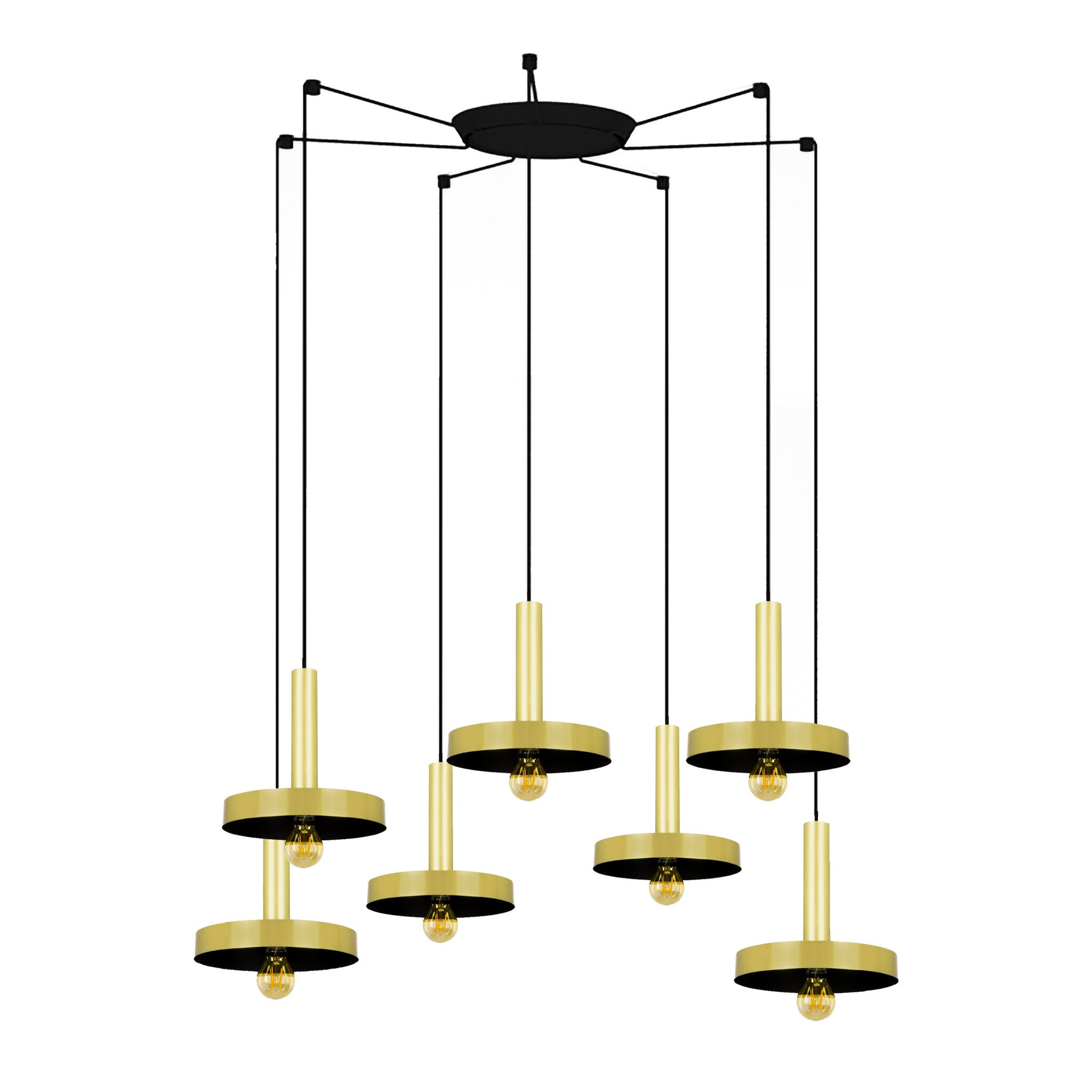 Faro WHIZZ 7 luces Lámpara colgante oro/negra 20161-7L