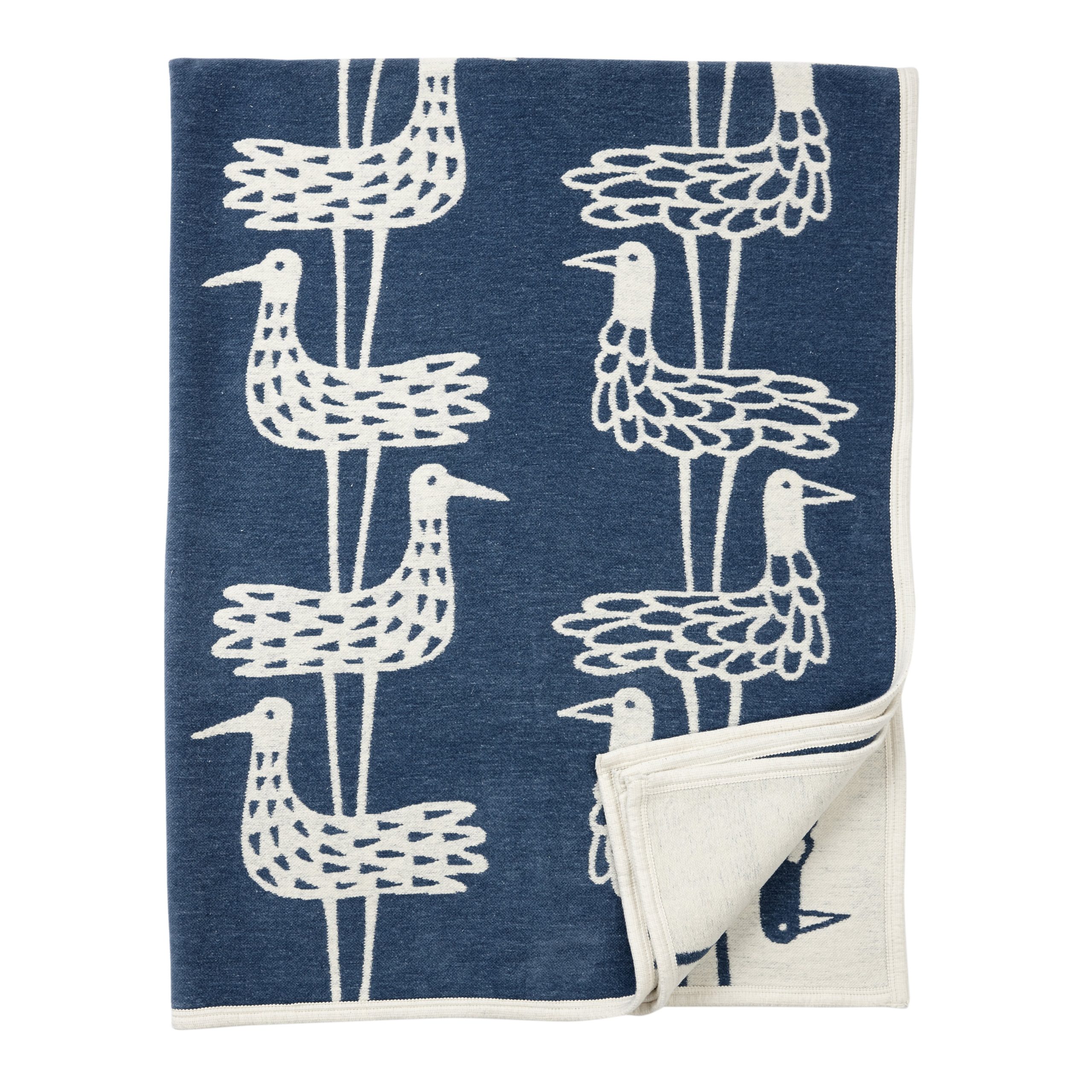 Plaid chenilla Shore Birds azul