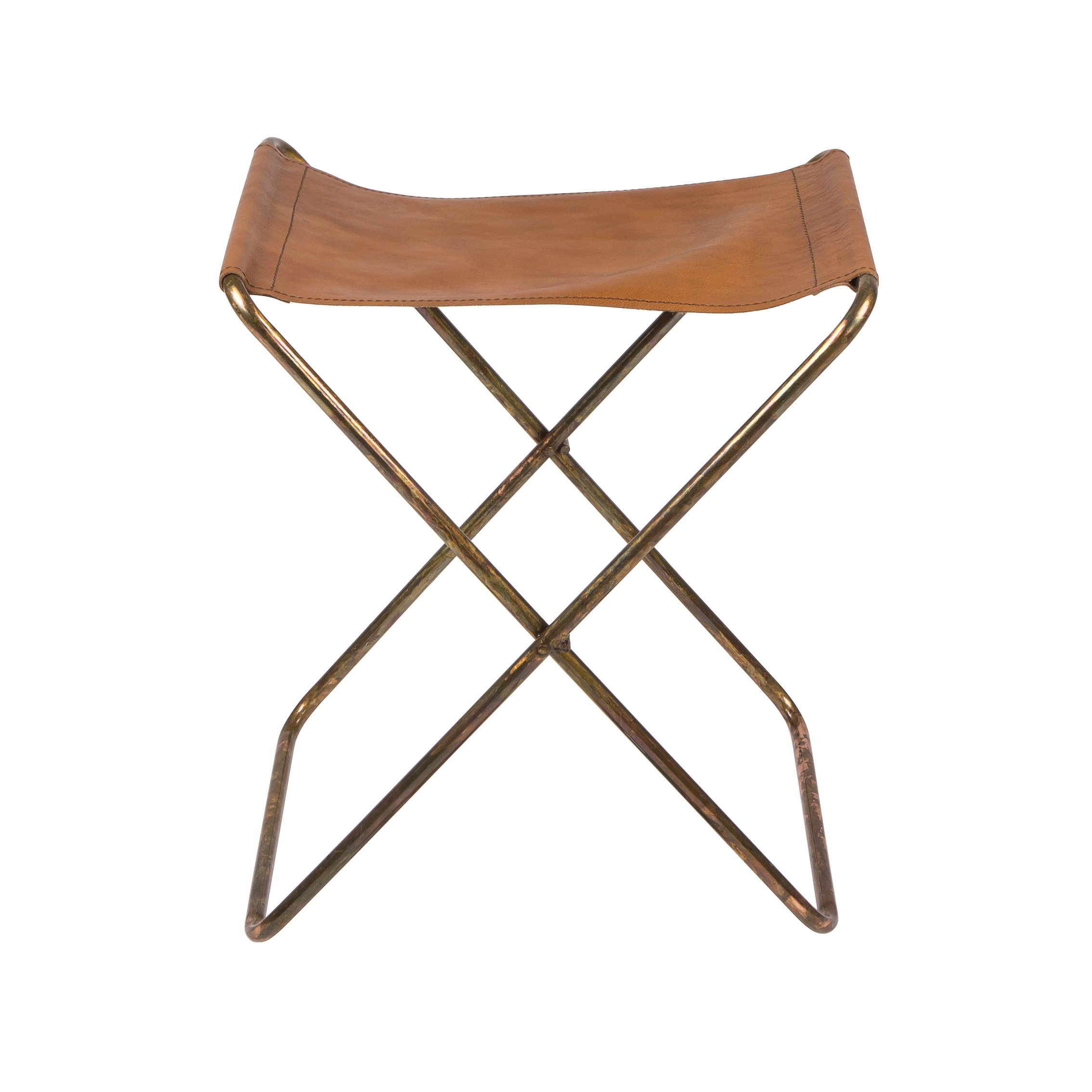 Taburete Nola cuero marrón, 45 cm