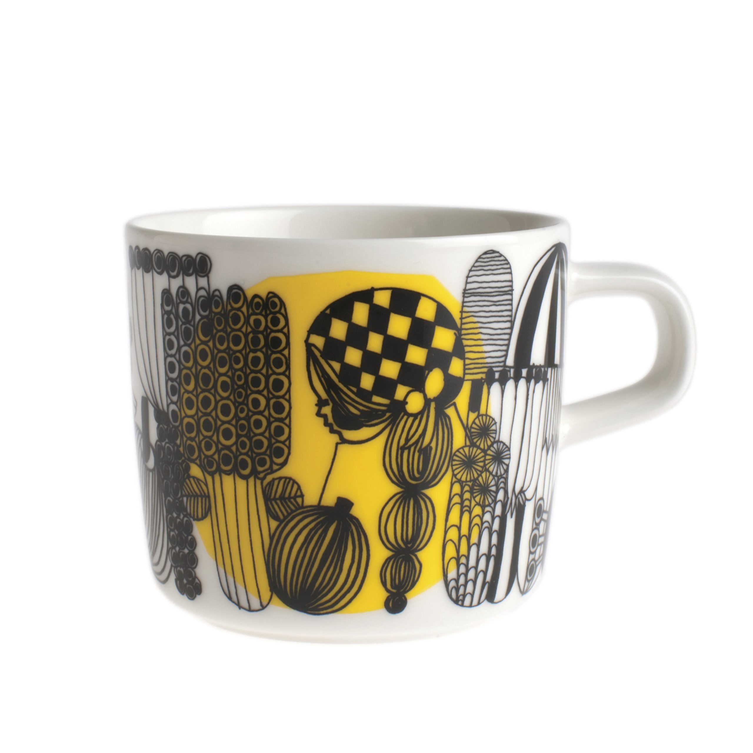 Taza de café Siirtolapuutarha 20 cl blanco-negro-amarillo