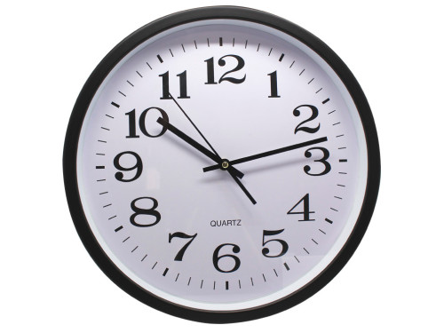 Bismark Reloj de Oficina Grande 35 cm Negro 329869 - Marco de Plástico, Lente de Cristal, Manecillas de Aluminio