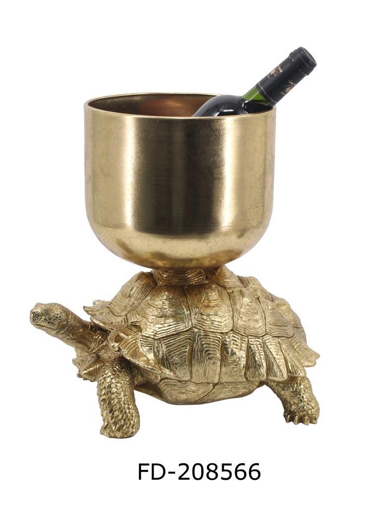 DKD Home Decor Figura Tropical Cubitera de Resina Dorado 22 x 34.5 x 33 cm