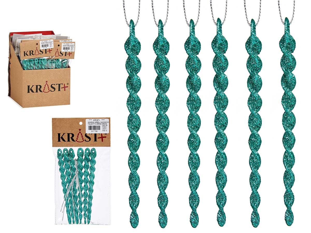 Krist+ Adorno Árbol Navidad Estalactita Verde Menta 10.5x21x1 cm (48 Unidades)