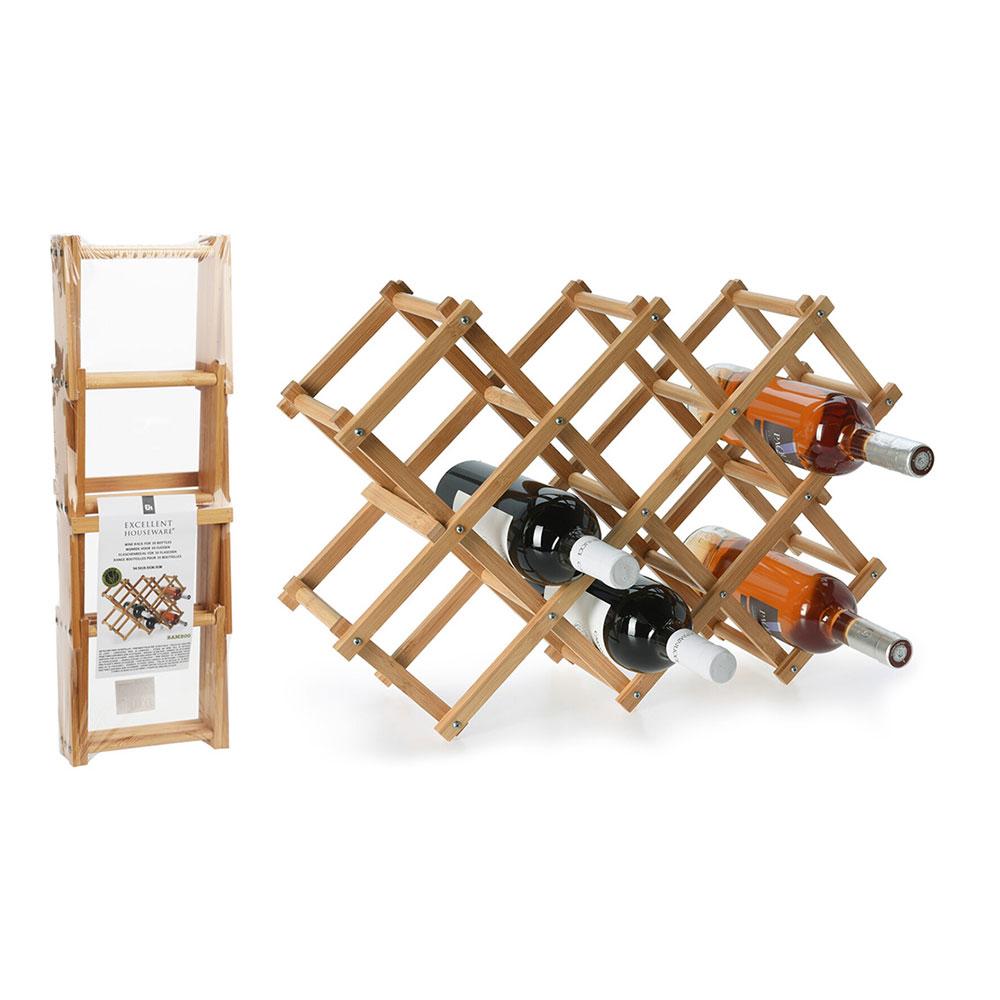 Excellent Houseware Botellero de bambú para 10 botellas, 54,5x16,5x36,5cm, 784230710
