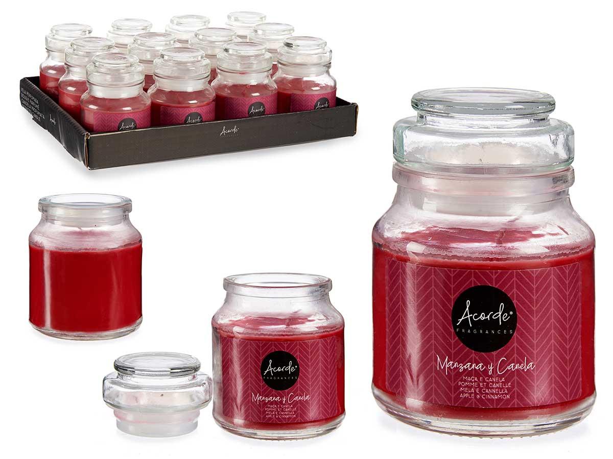 Acorde Vela en Vidrio Aroma Manzana Canela - 28H, 7x10x7 cm (12 Unidades)