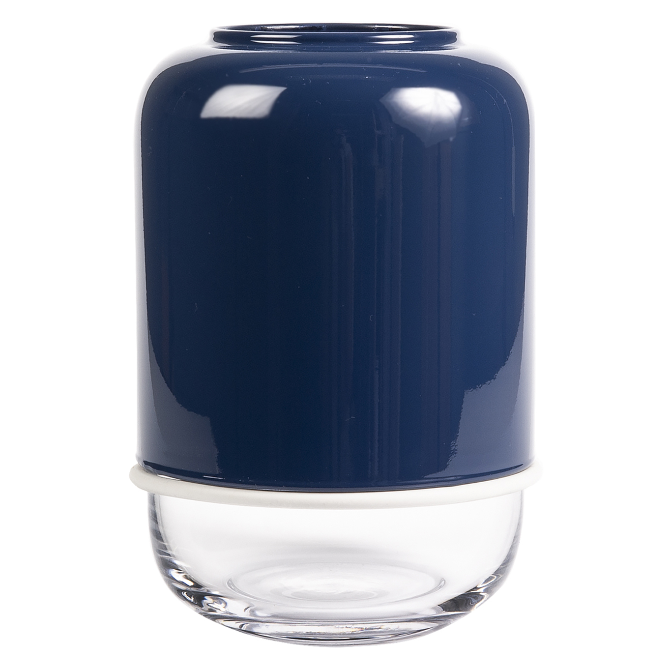 Jarrón Capsule ajustable 18-28 cm azul marino-transparente