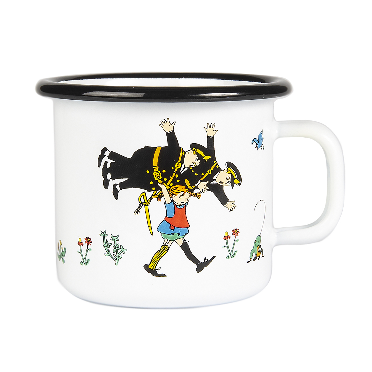Taza esmaltada Pippi y la policia 25 cl blanco
