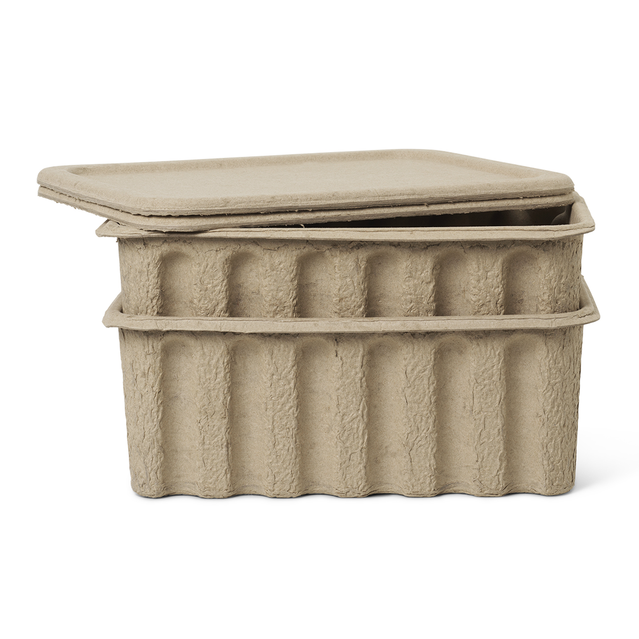 2 Cajas de almacenaje de cartón con tapa Ferm marrón