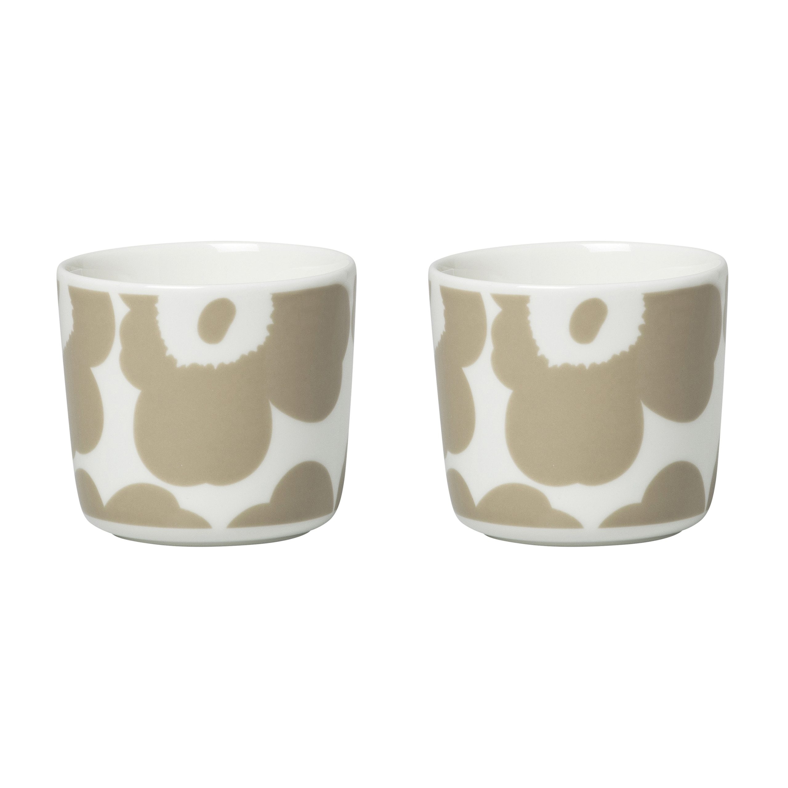 2 Tazas de café sin asa Unikko 20 cl blanco-beige