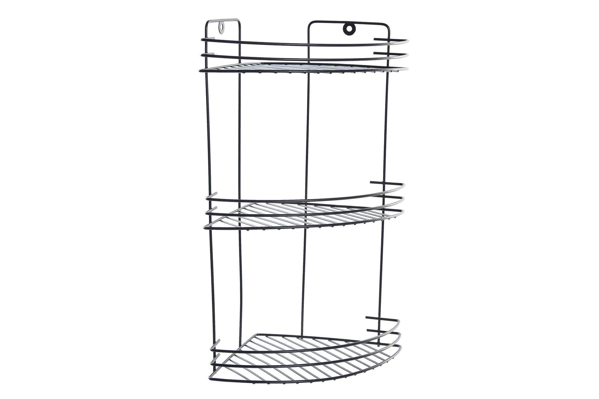 DKD Home Decor Estante de Ducha Moderno de Metal Gris con 3 Estanterías, 40 cm Alto x 26 cm Ancho x 19 cm Fondo