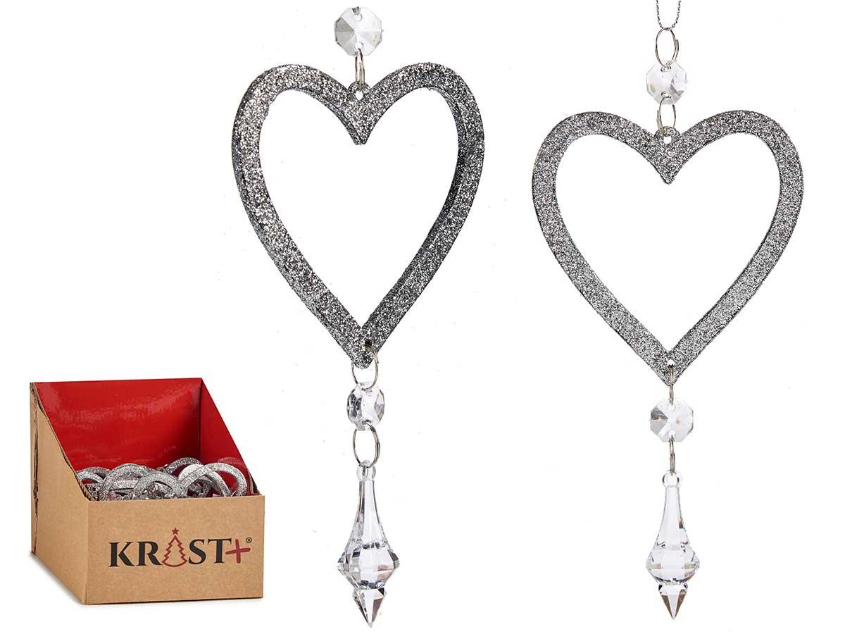 Krist+ Adorno Árbol Navidad Corazón Plateado 9x16x2 cm (48 Unidades)