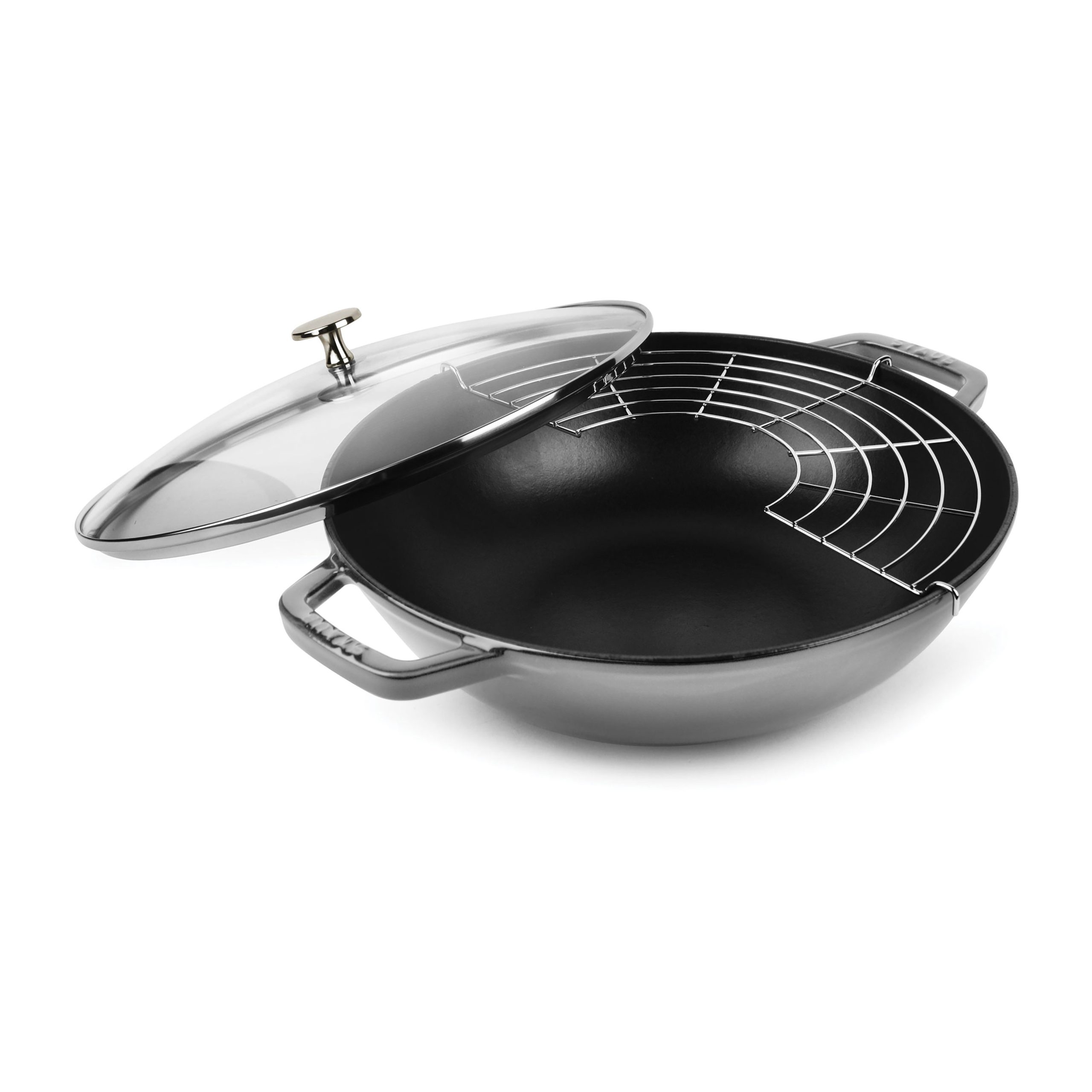 Wok con tapa de cristal Ø30 cm 4,4 L gris
