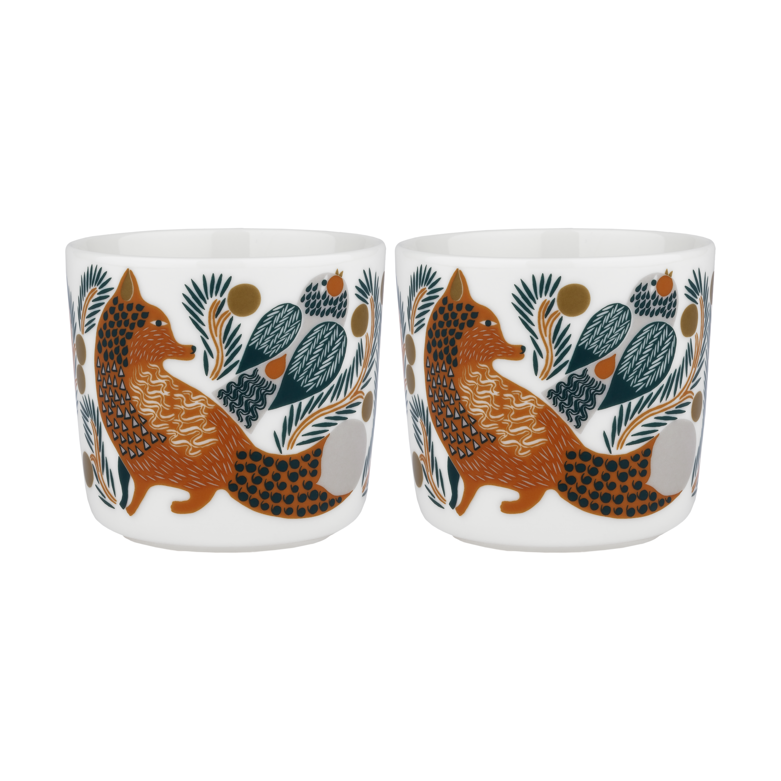 2 Tazas de café sin asa Oiva Ketunmarja 20 cl White-brown-dark green