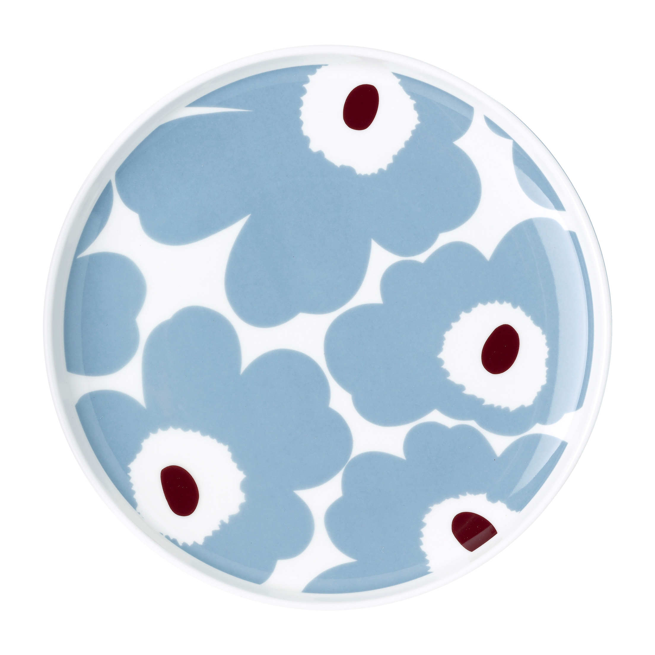 Unikko Plato blanco-gris azulado-rojo vino Ø20 cm
