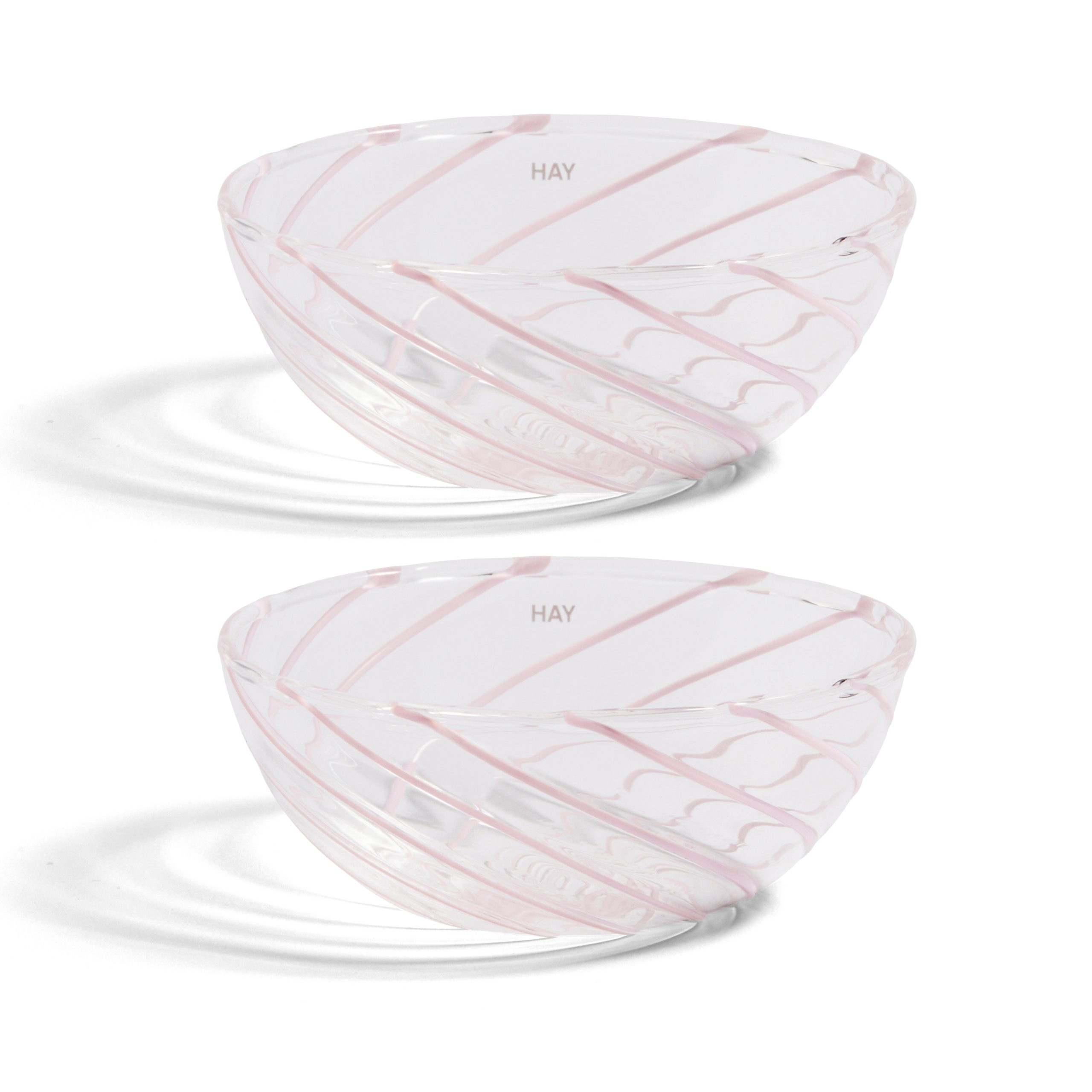 2 Cuencos Spin Ø8,5 cm transparente-raya en rosa