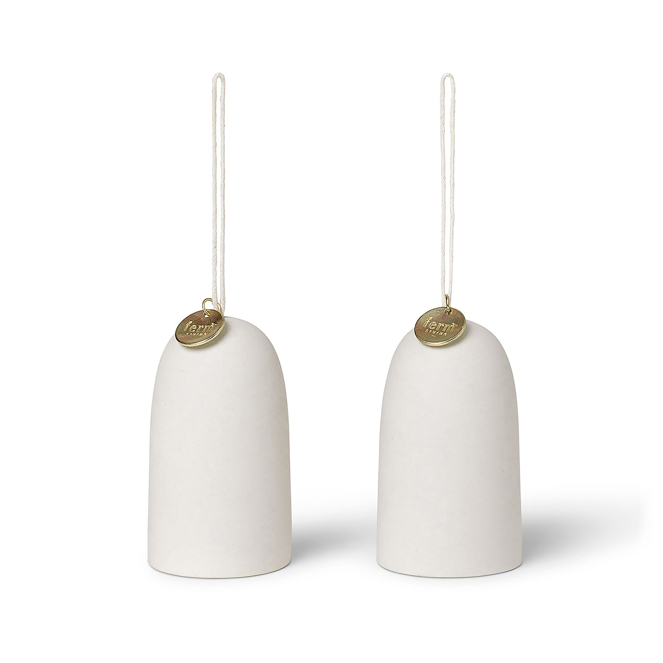 2 Colgantes de navidad Bell klocka Ø4 cm Off-white