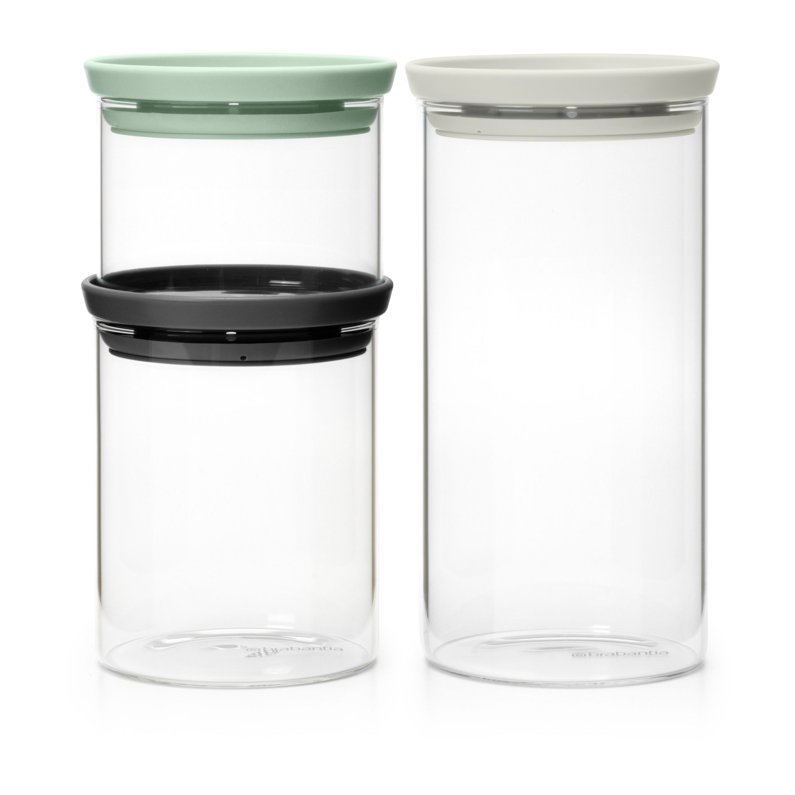 3 botes de cristal Brabantia negro-gris-verde