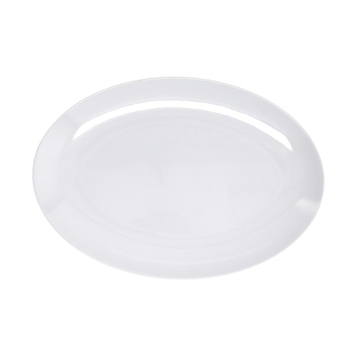 Quid Bandeja Ovalada Select Basic Melamina 100% 30,5x21,2 cm Blanca Brillo Excepcional Extra Fuerte Apta Lavavajillas, No Apta para Microondas