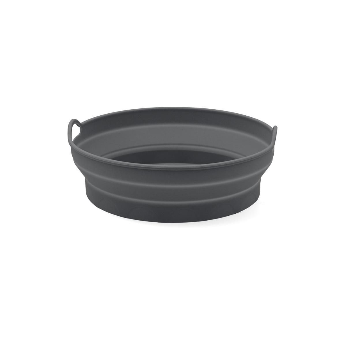 Quid Cesta Redonda Plegable Silicona Naturalia Gris 20x20x7 cm (Pack 12 Unidades) Apta para Horno y Lavavajillas