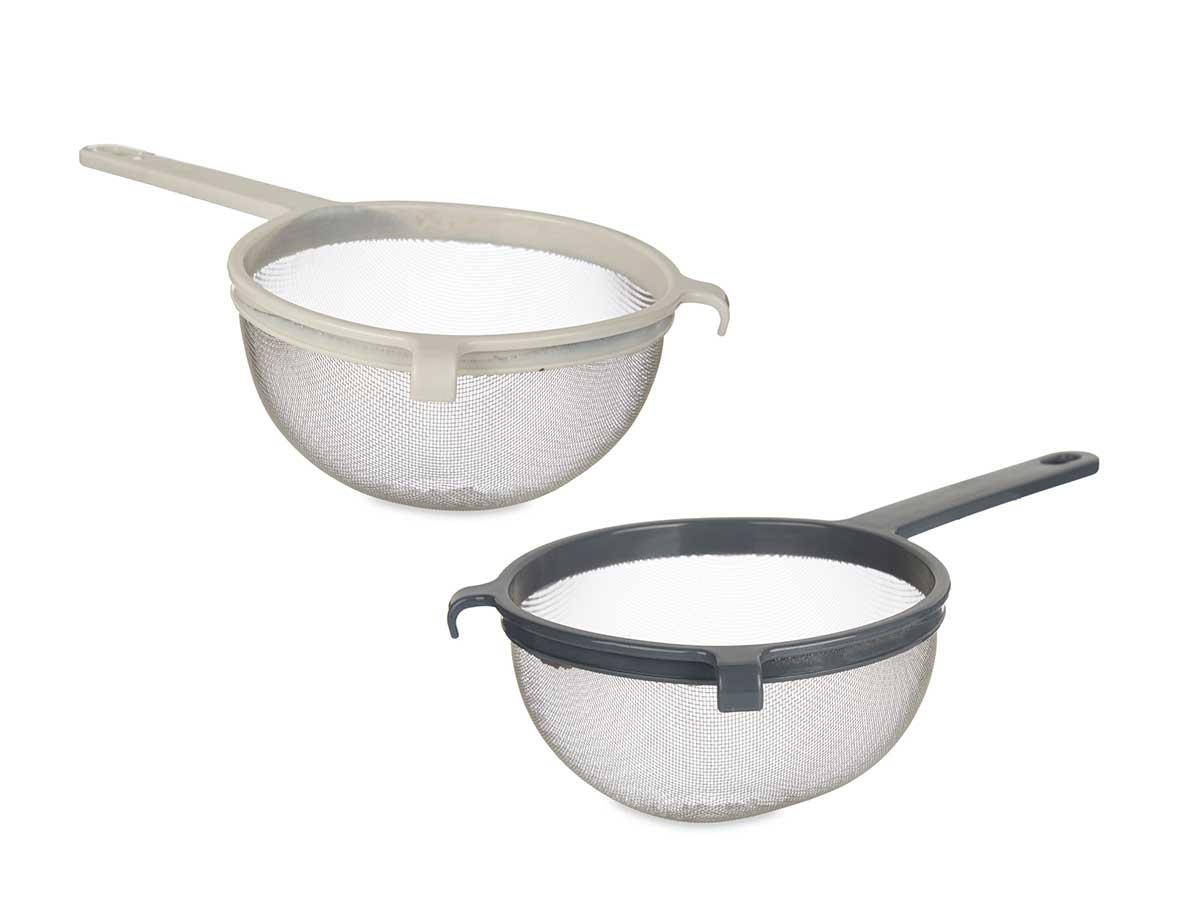 Kinvara Colador de Plástico y Metal 18 cm, Blanco o Gris Oscuro (12 Unidades)