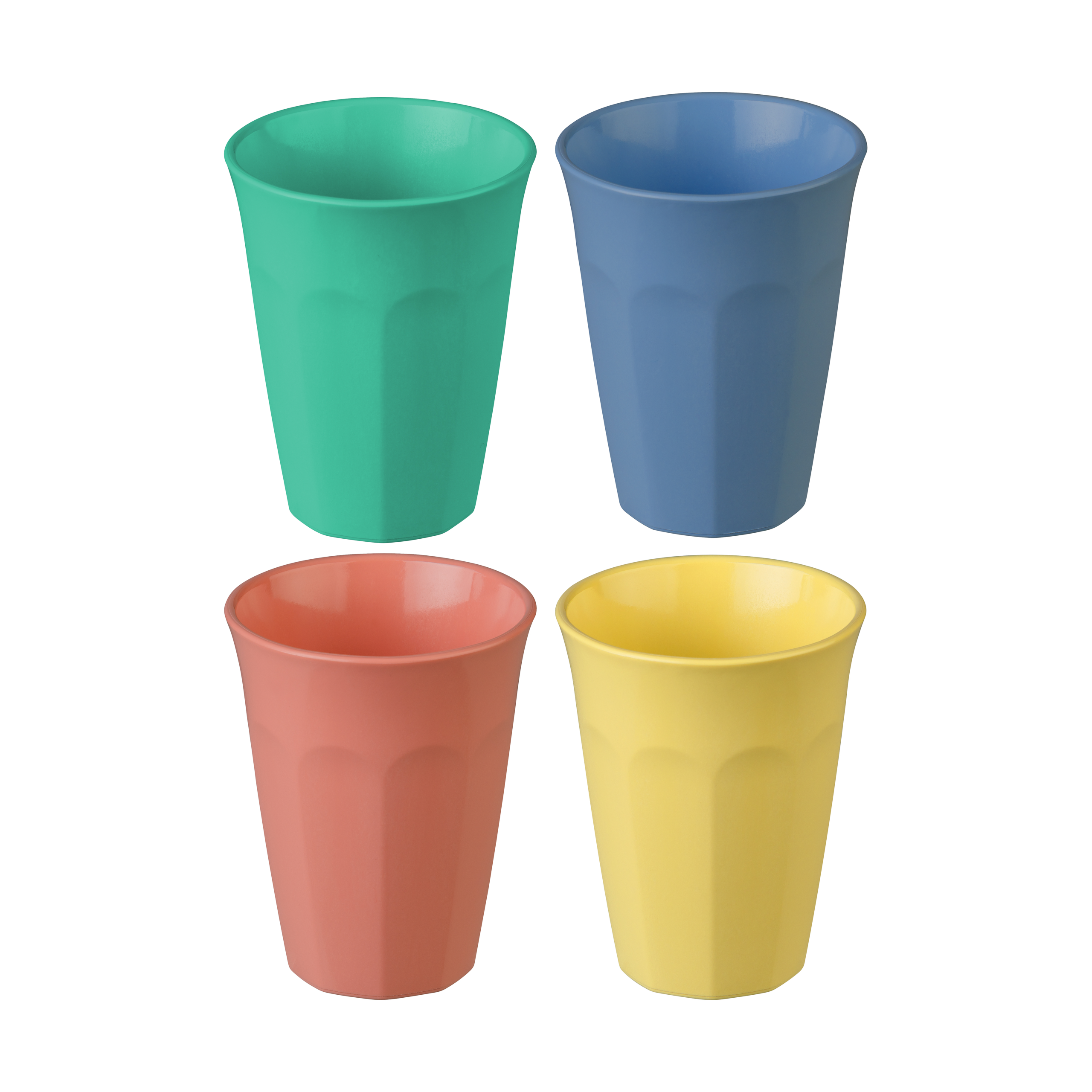 4 Tazas Nora M 30 cl Azul-coral-verde-amarillo