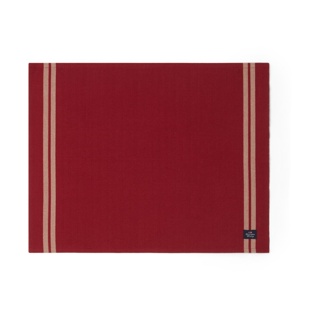 Mantel individual Side Striped Org Cotton Rib 40x50 cm Red-beige