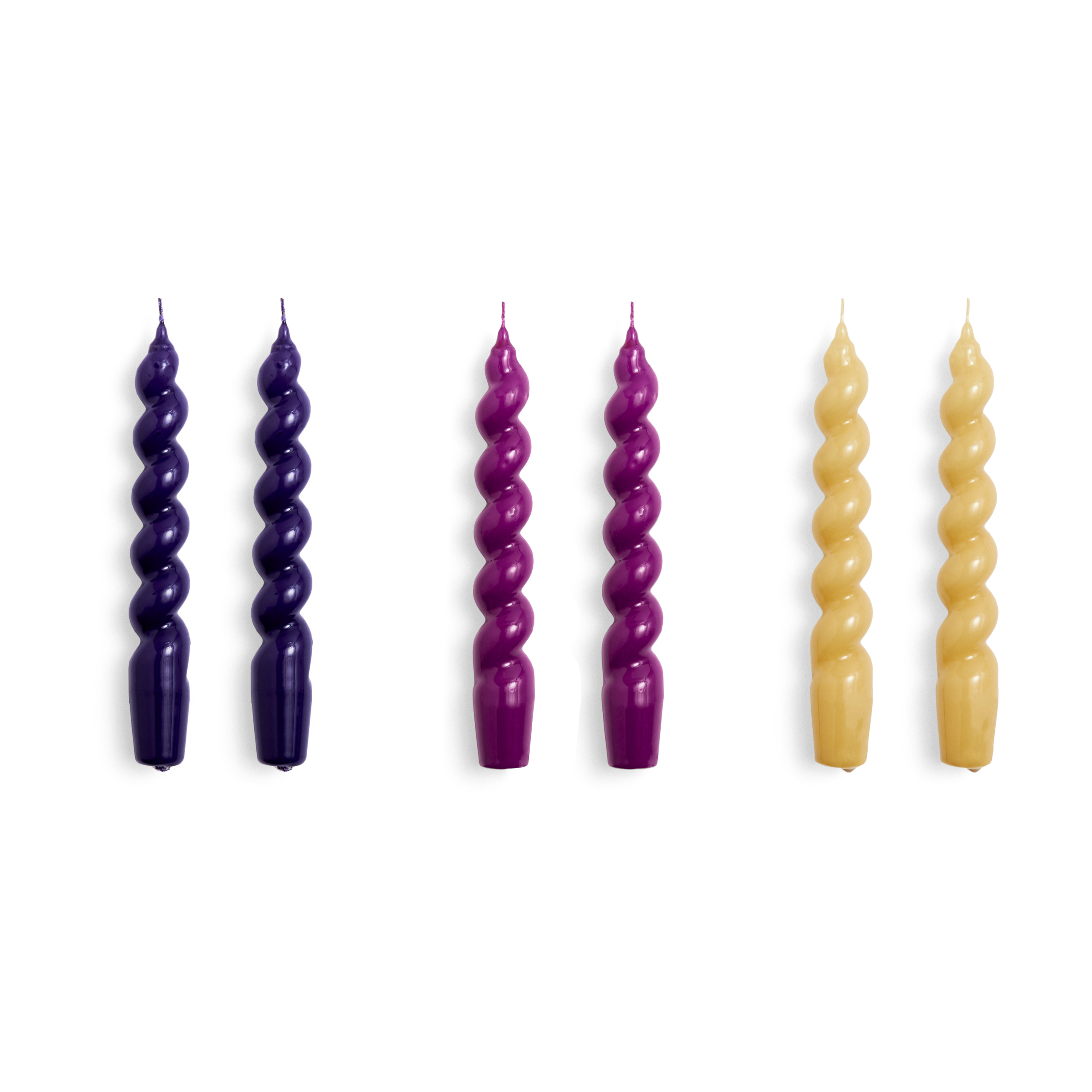 6 Velas Candle Spiral Purple-fuschia-mustard