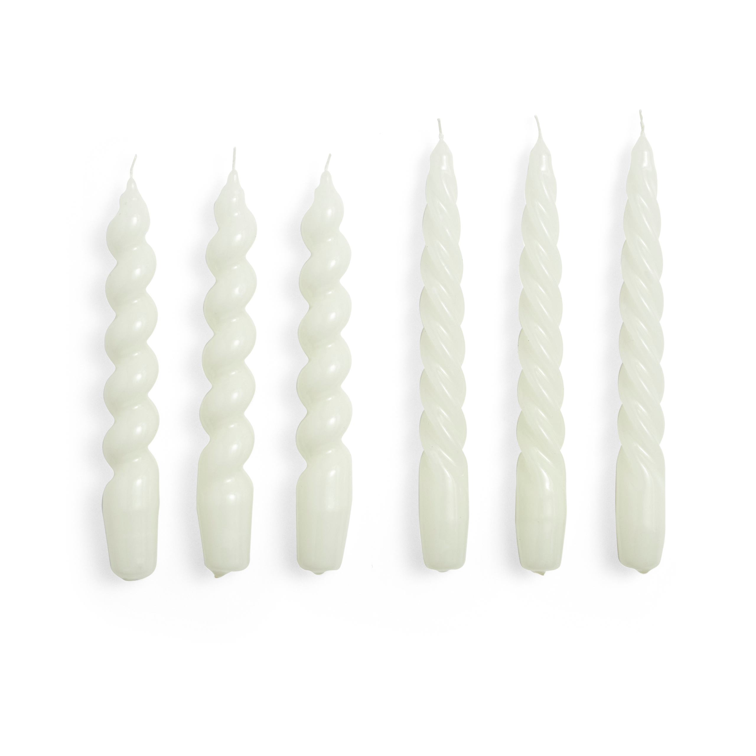 Velas Candle Small Twist/Spiral 6 unidades Off-white