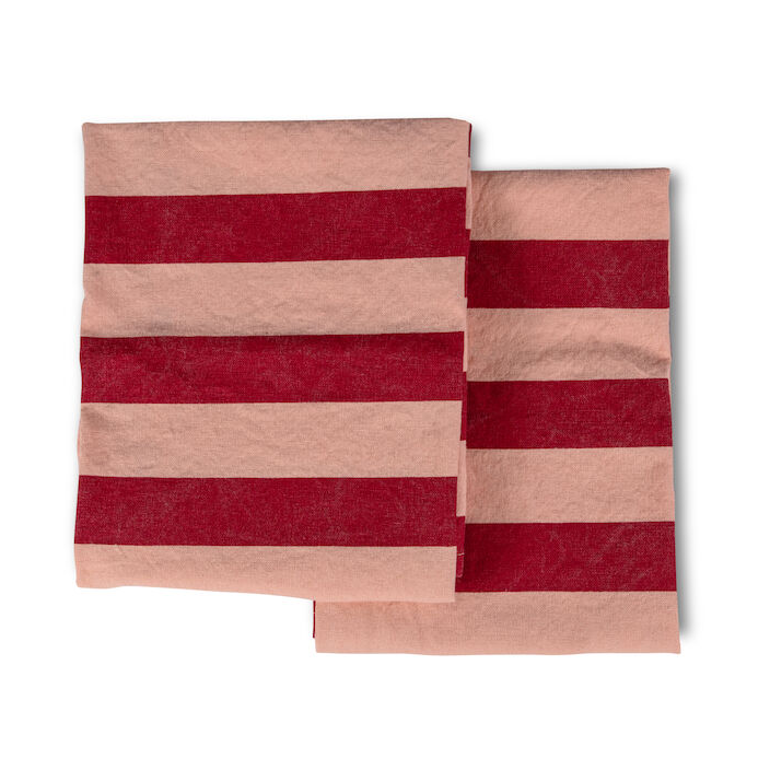 2 Paños de cocina Leya stripe 50x70 cm Rojo-rosa