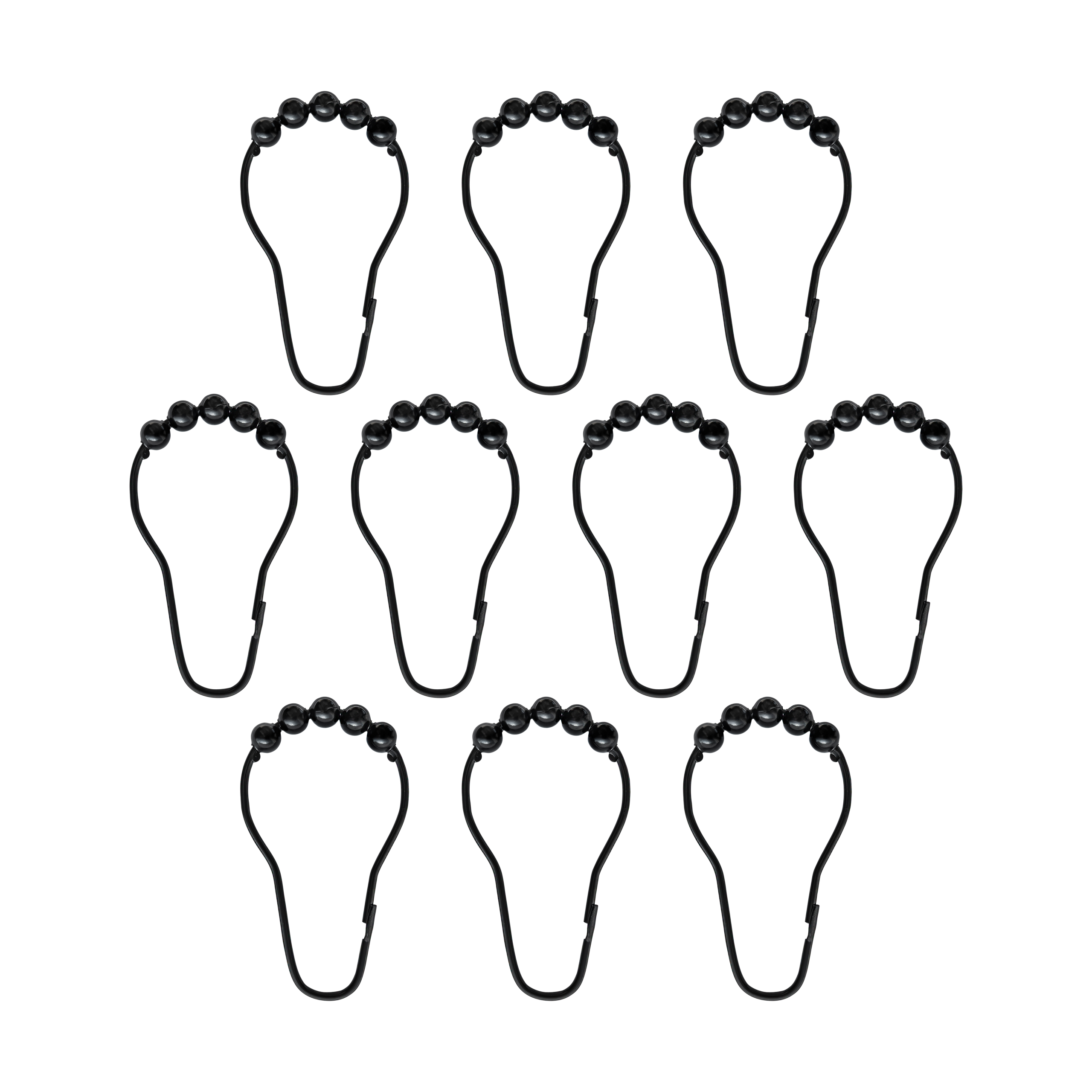 10 Ganchos Aqua para cortina de ducha Negro