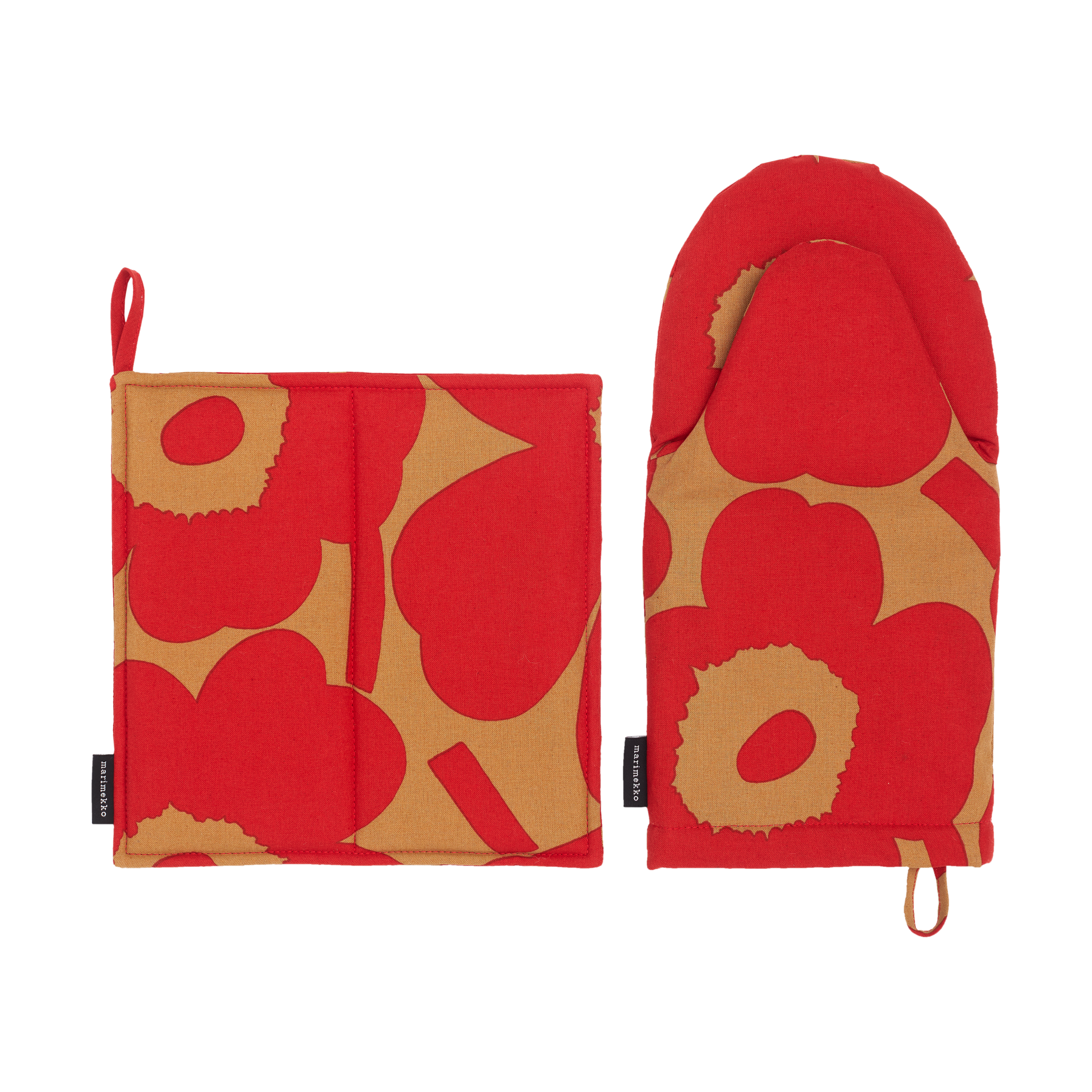 Set de guante de cocina y agarrador Pieni Unikko Brown-red