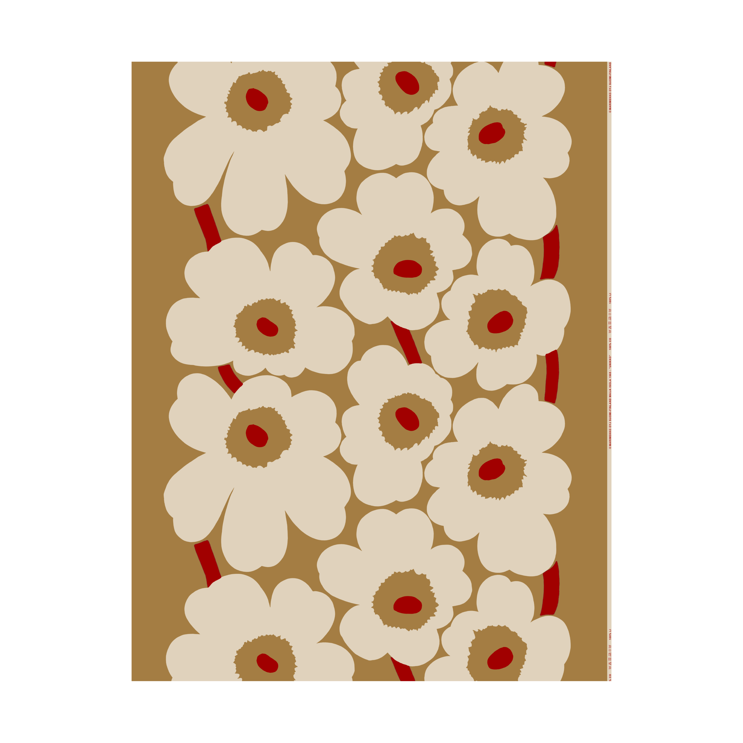 Tela Unikko algodón-lino Brown-linen-red