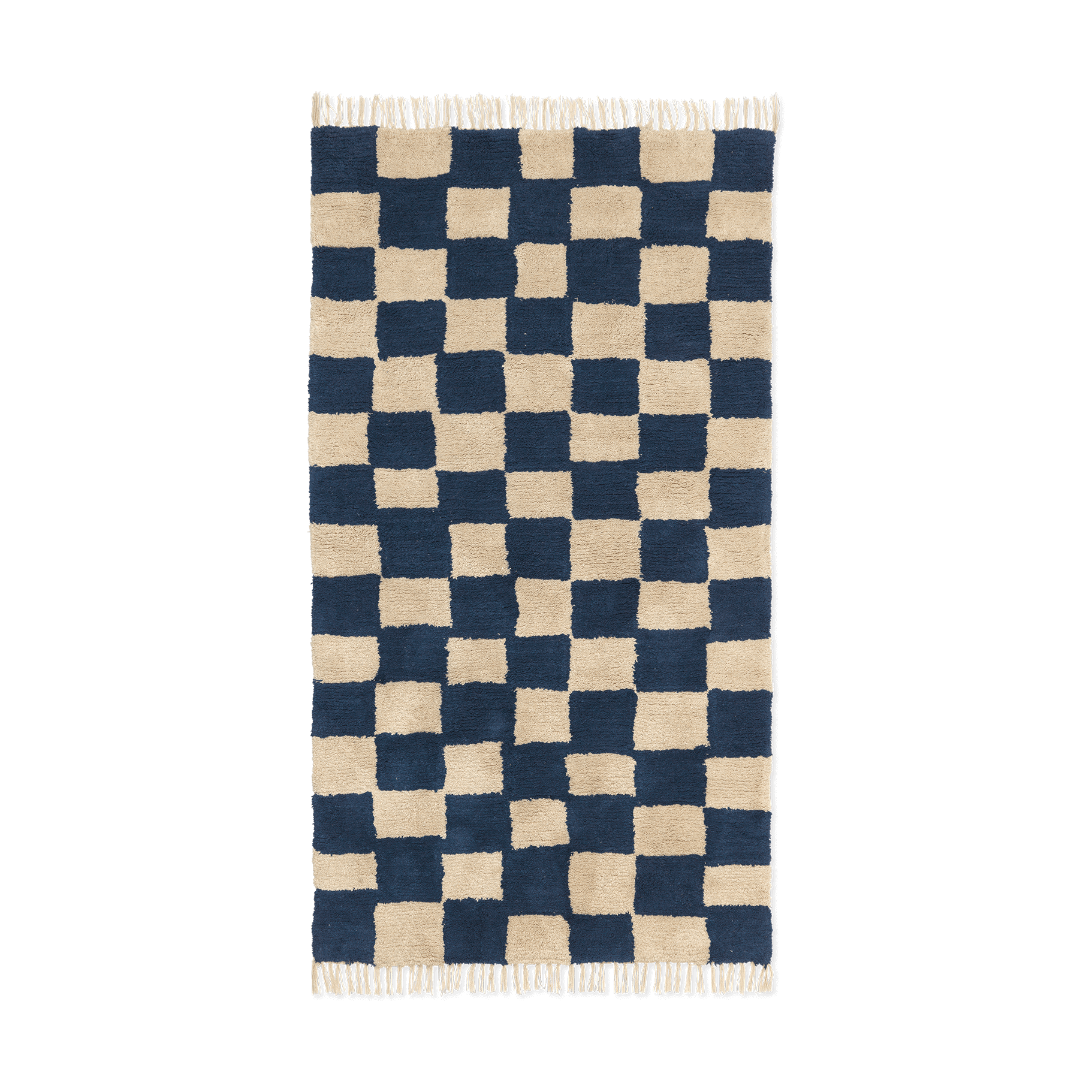 Alfombra de algodón Mara 80x150 cm Azul profundo-Arena cálida