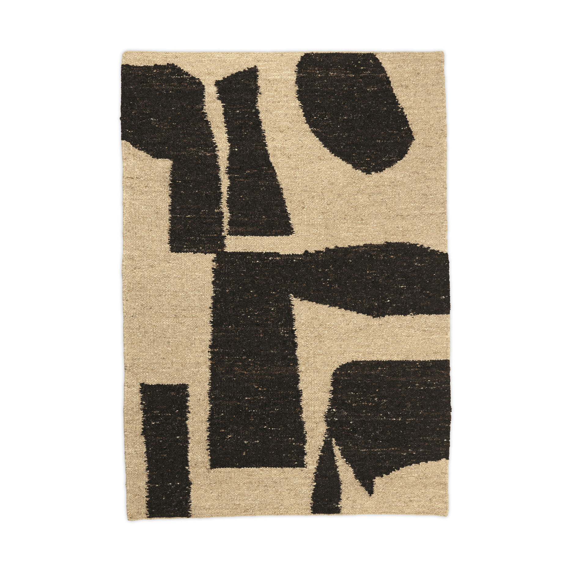 Alfombra de lana Piece Blanco roto-café, 140x200 cm