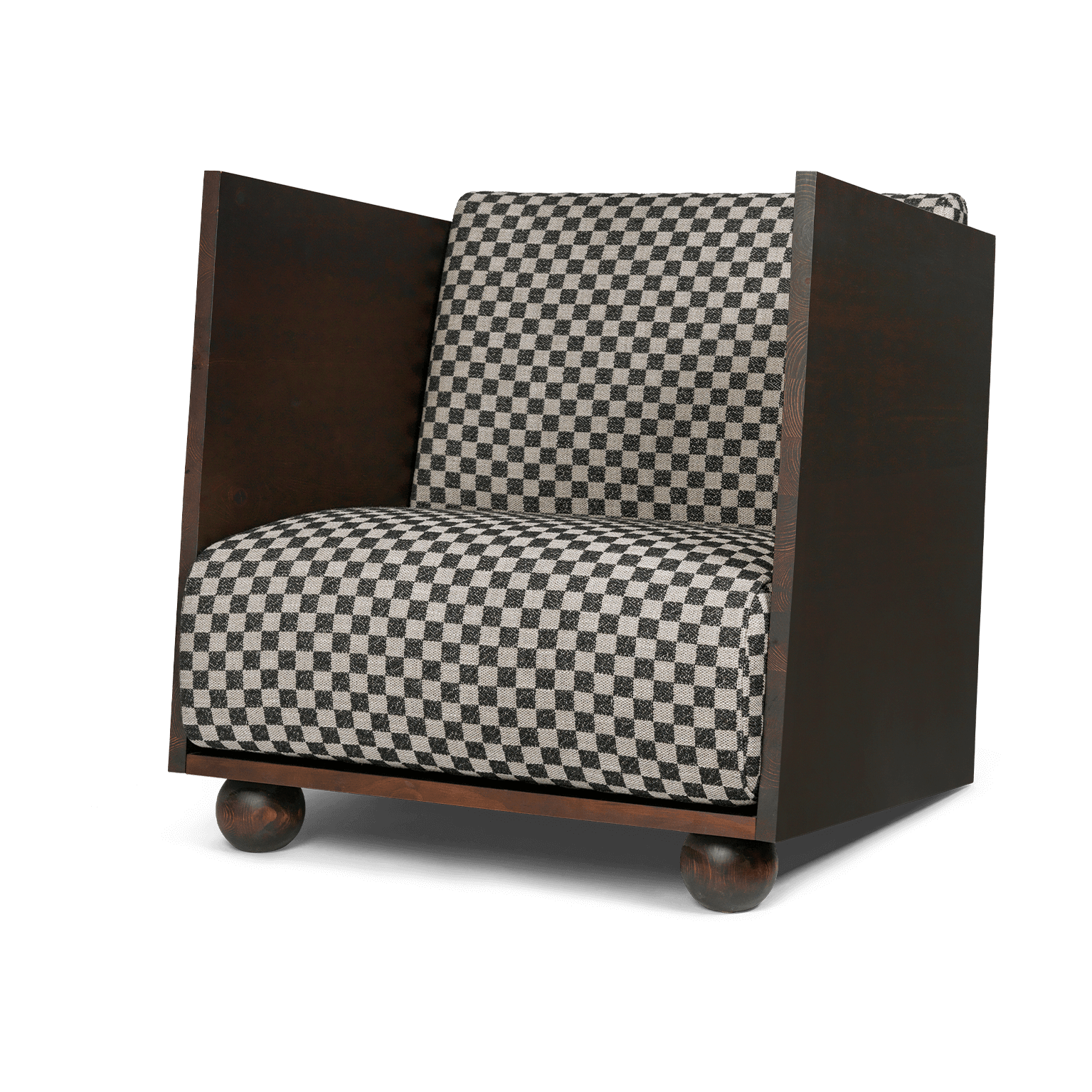 Rum Lounge Chair Check Negro manchado oscuro de arena