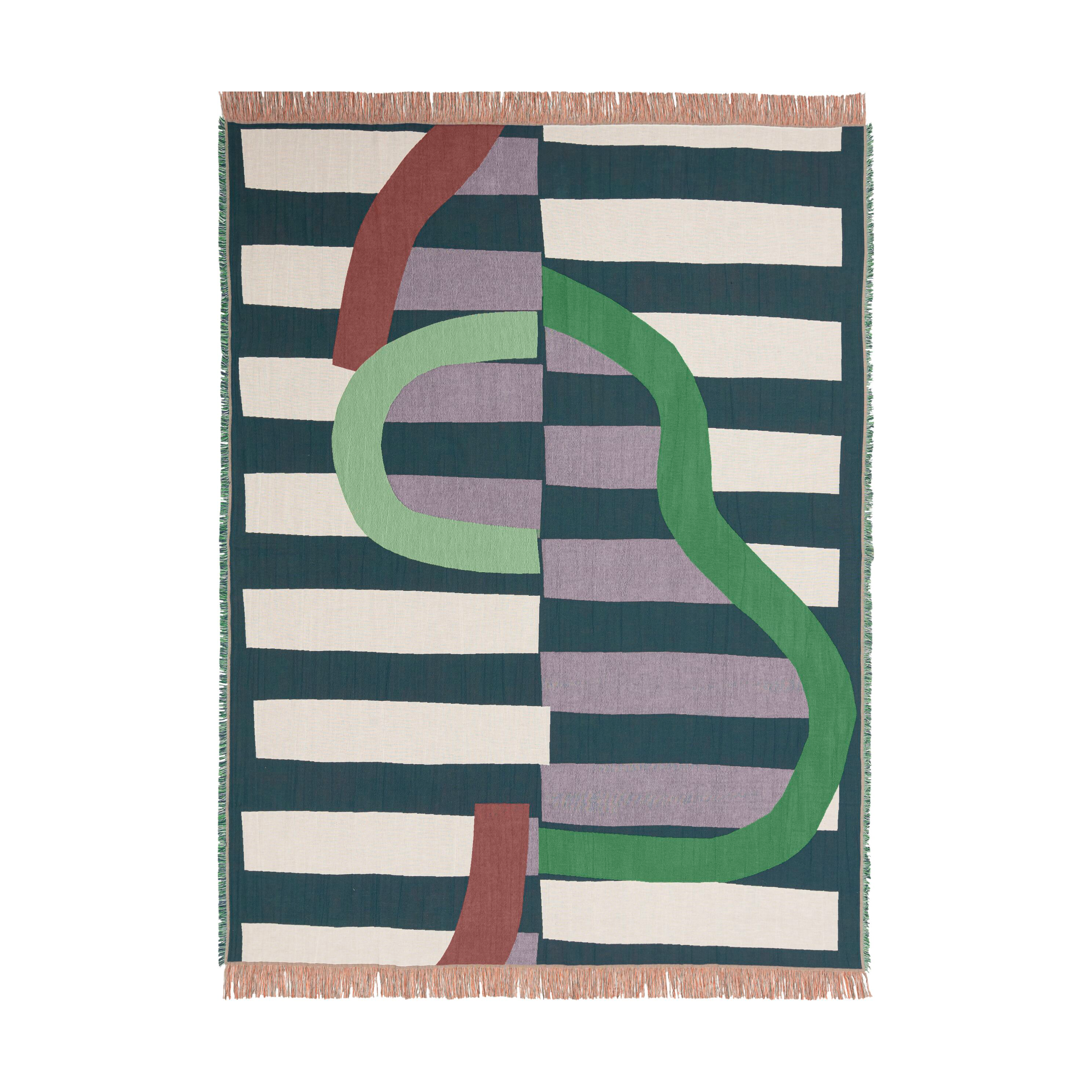 Manta Siirto jacquard 140x180 cm Powder-d. blue-l. blue-coral