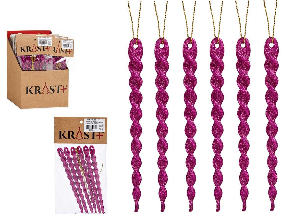 Krist+ Adorno Árbol Navidad Estalactita Fucsia 10.5x21x1 cm (48 Unidades)