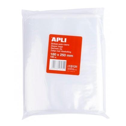 Apli Bolsas con Cierre Autoadhesivo LDPE Transparente 180x250 mm Pack 100 Unidades