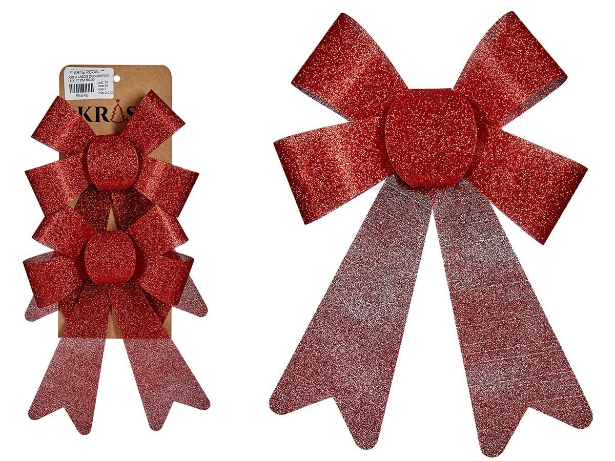 Krist+ Set de 2 Lazos Decorativos 15x17 cm Rojo (72 Unidades)