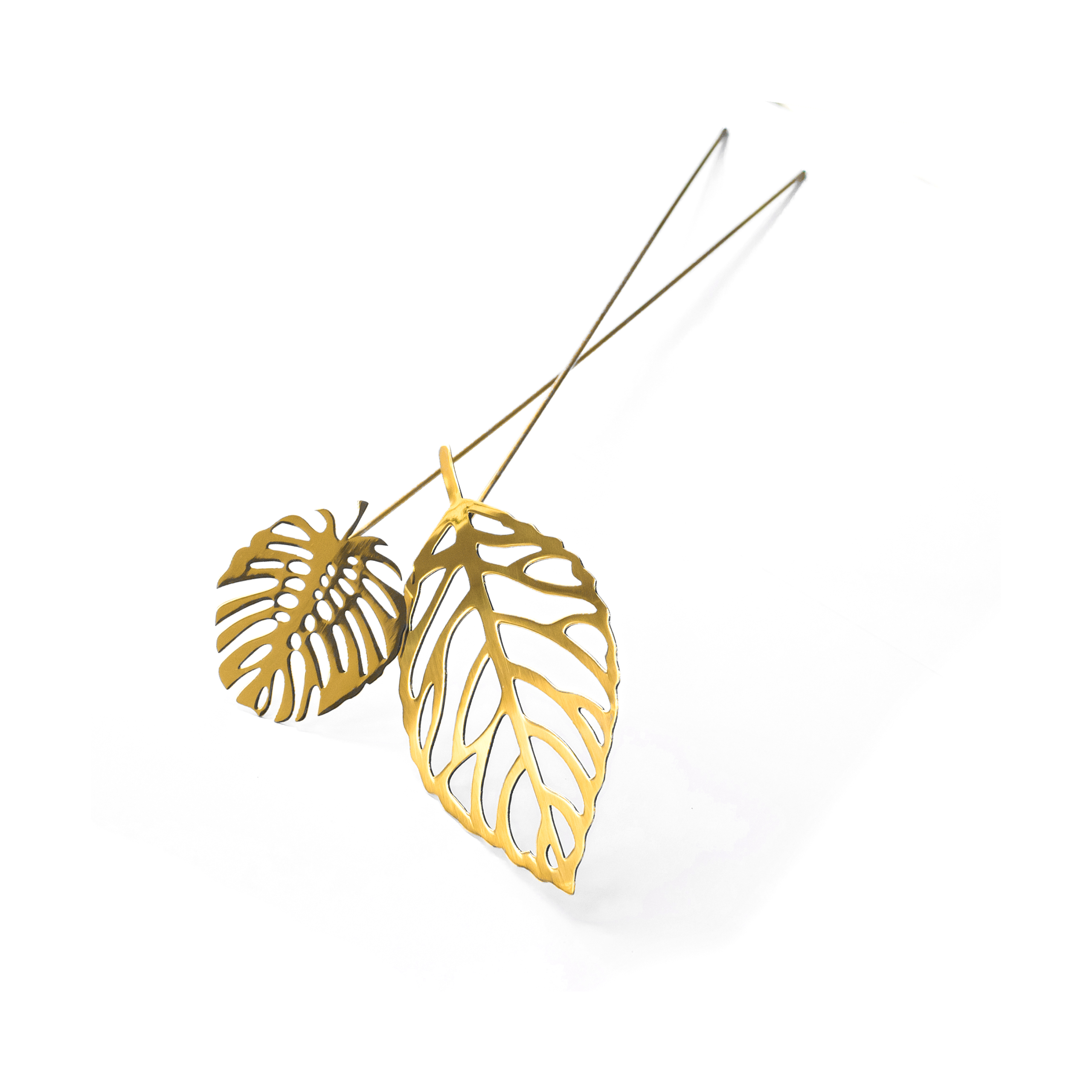 Decoración Brass leaves, set de 2 Wood