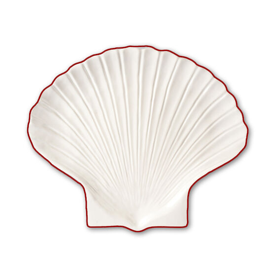 Plato Shell Line S 13x16 cm Blanco-rojo