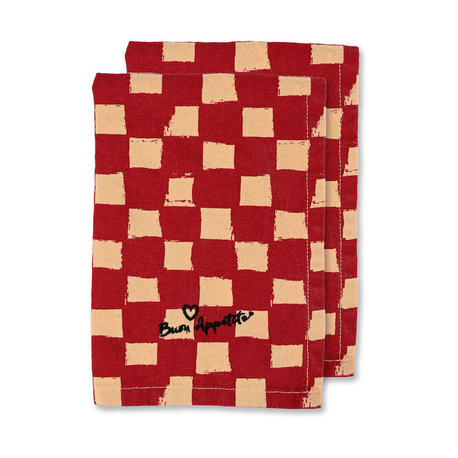 2 Servilletas Love 45x45 cm Rojo-arena
