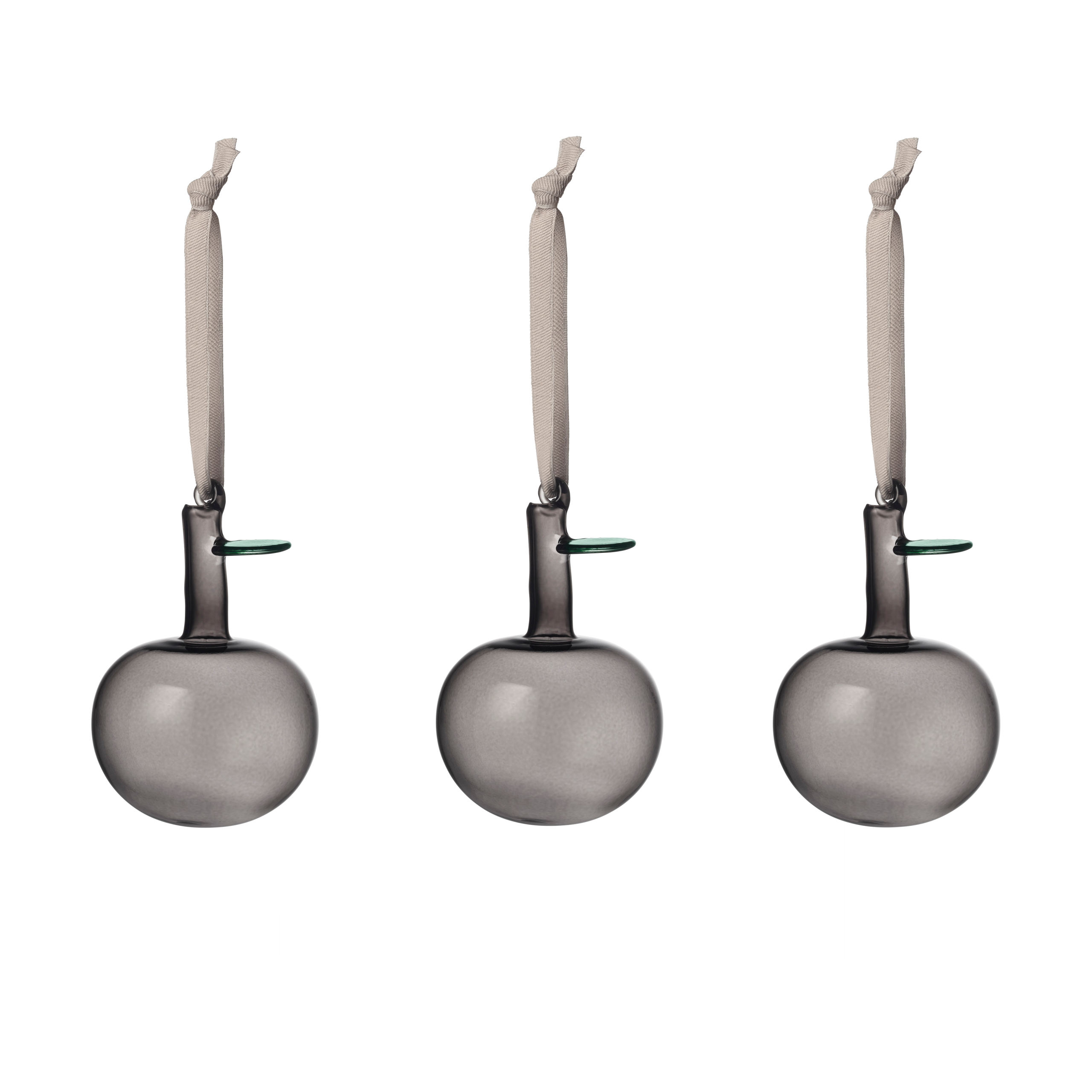 Set de 3 manzanas de vidrio Iittala Ø6 cm Gris