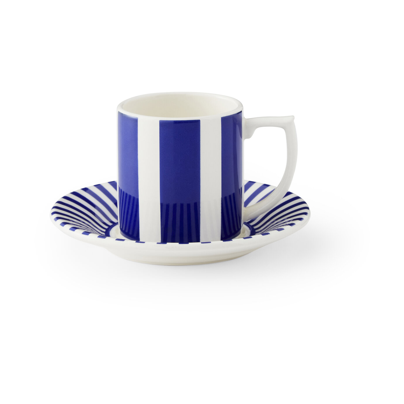 Taza de espresso Steccato 8 cl y plato Ø11 cm Azul-blanco