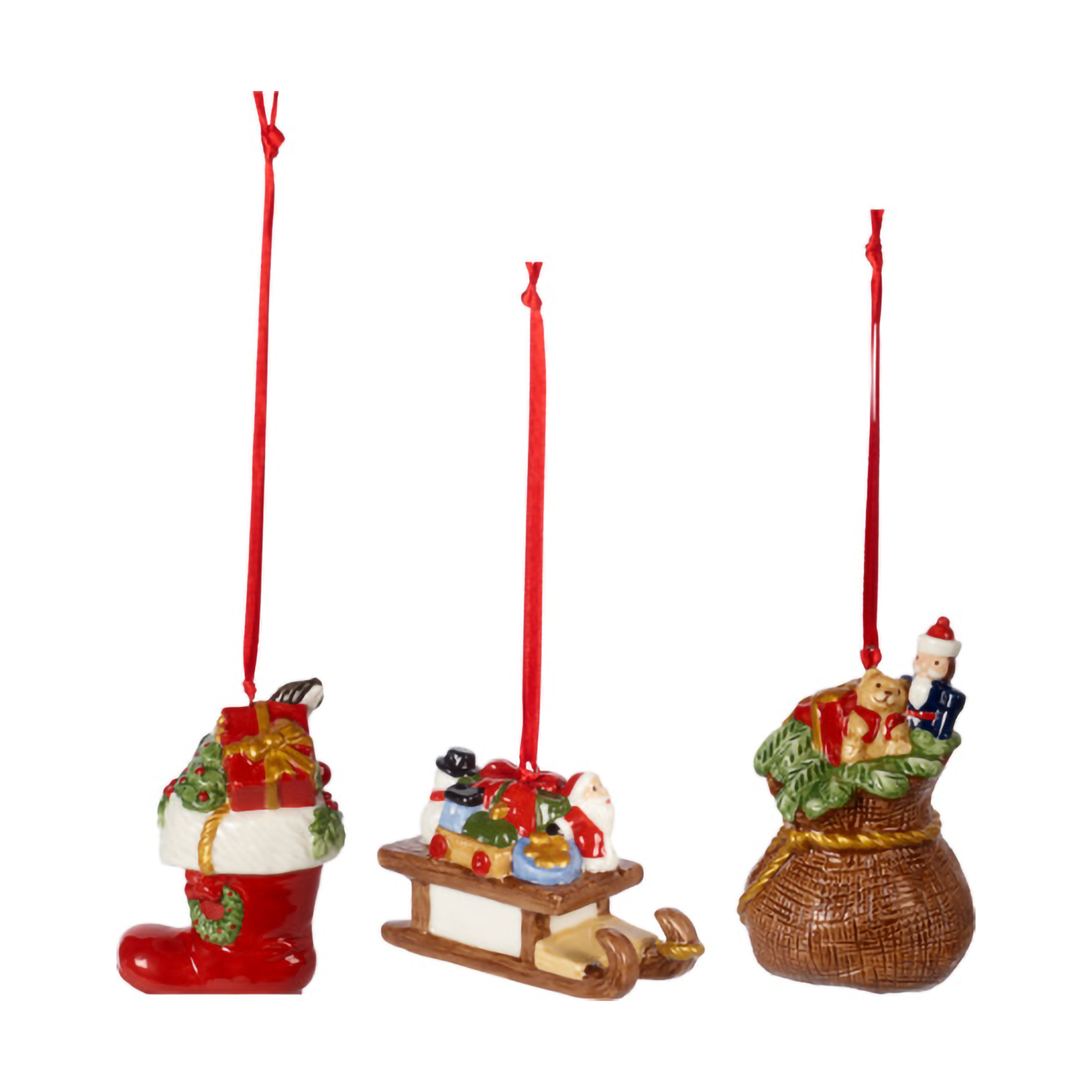 Adornos navideños Nostalgic regalos, 3-pack Rojo-marrón