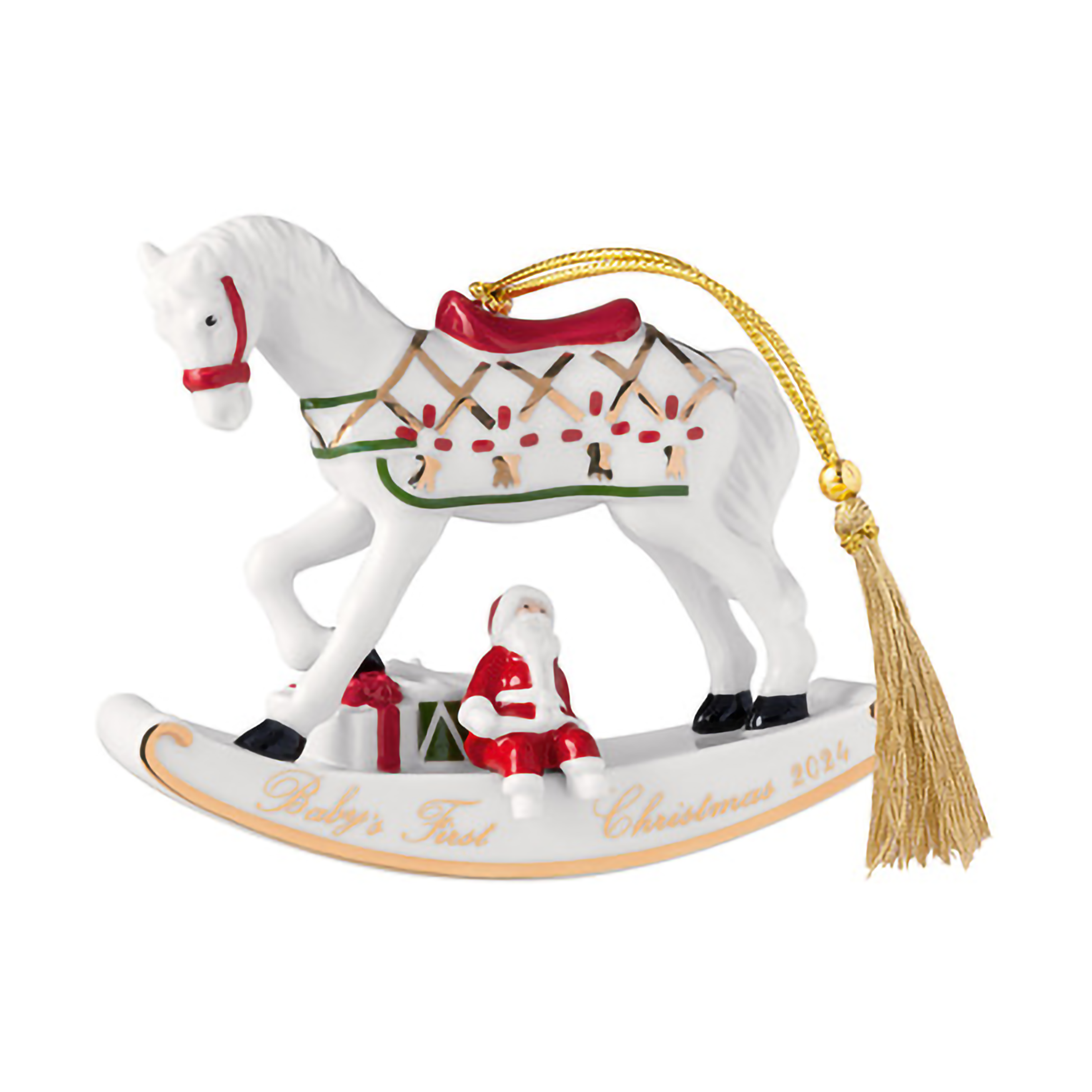 Adorno navideño, caballo balancín Christmas Classics Blanco