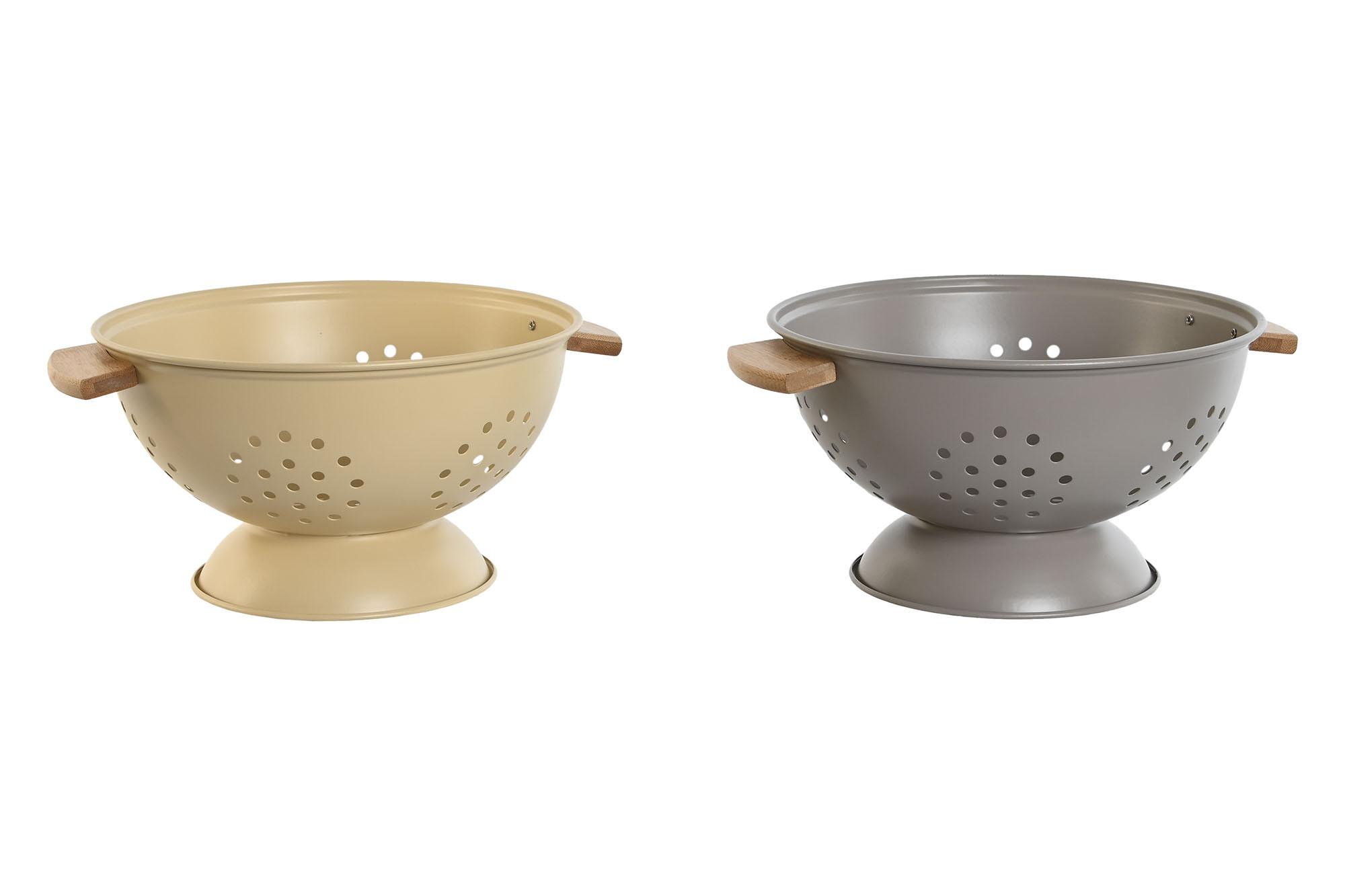 DKD Home Decor Escurreplatos Secaplatos Basicos de Inox y Bambú, Gris Beige, 30x24.5x14 cm (2 Unidades)