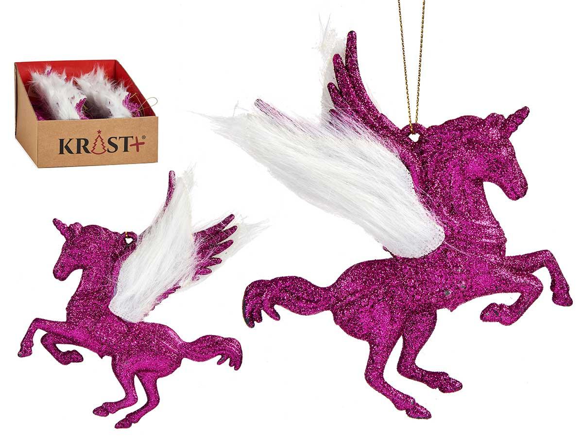 Krist+ Adorno Árbol Navidad Unicornio Fucsia 13x13x2 cm (48 Unidades)