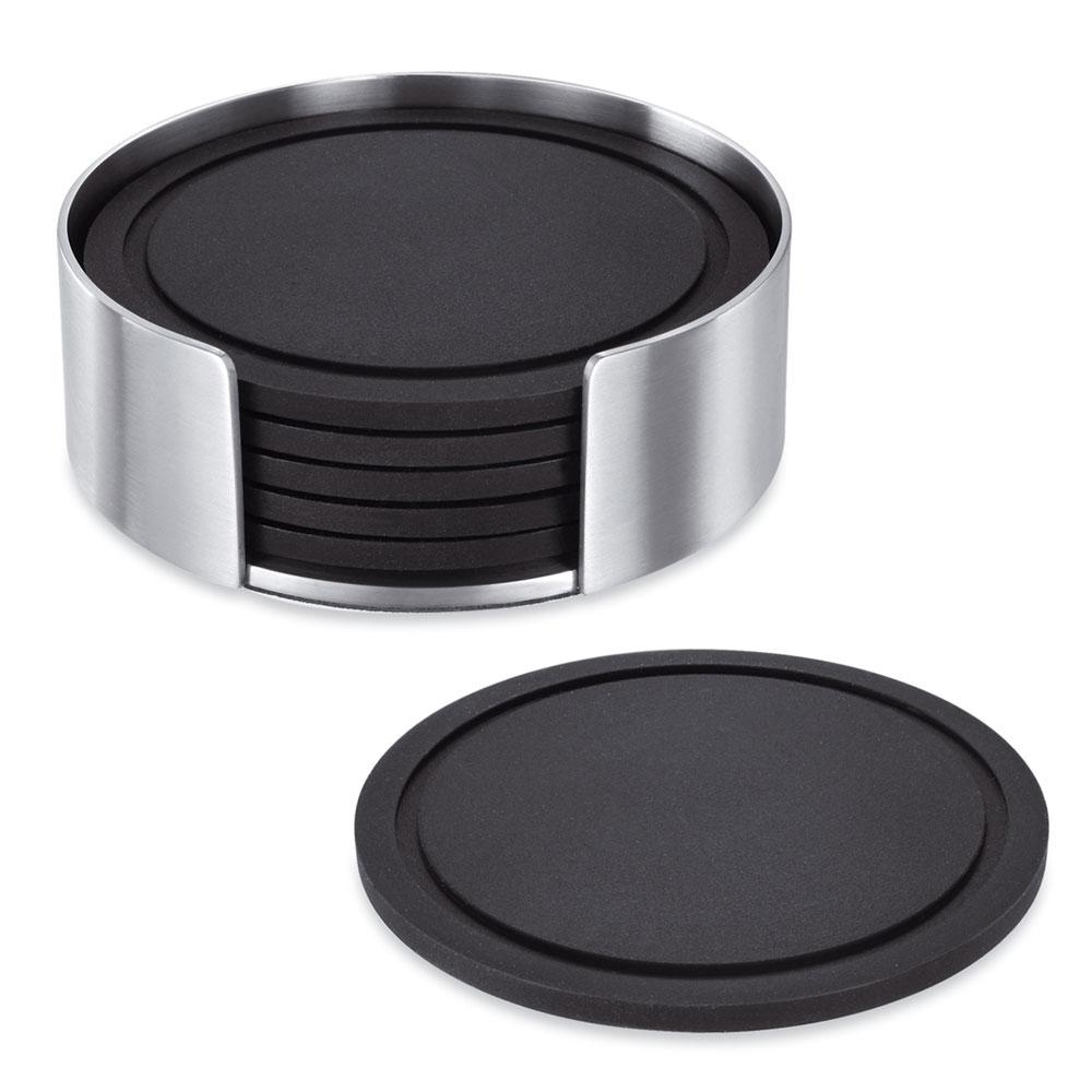 Zack Juego 6 Posa Vasos con Soporte de Acero Inoxidable Colección Vetro